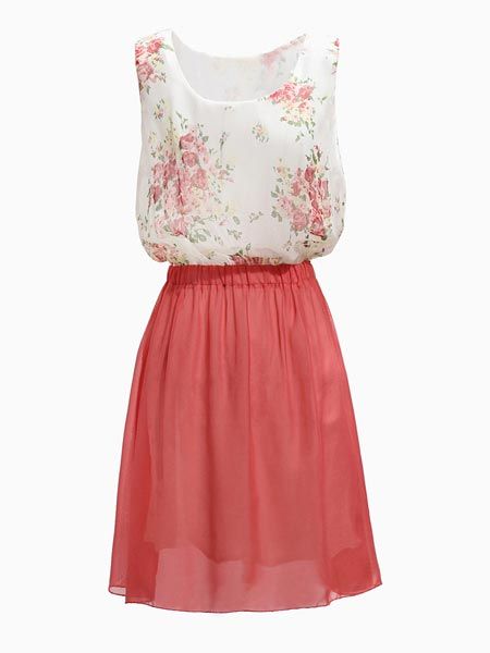 Vestido Sem Mangas Flower Chiffon